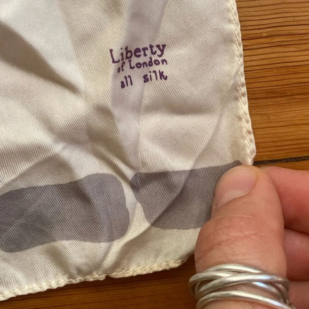 Liberty of London Floral cream pink silk scarf